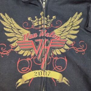 Van Halen 2007 Tour Graphic Full Zip Hoodie Mens Large Black Tultex